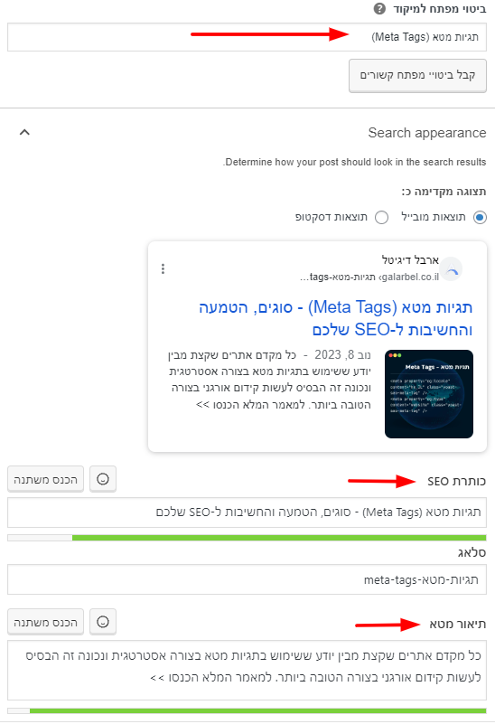 הגדרת תגי מטא ביוסט